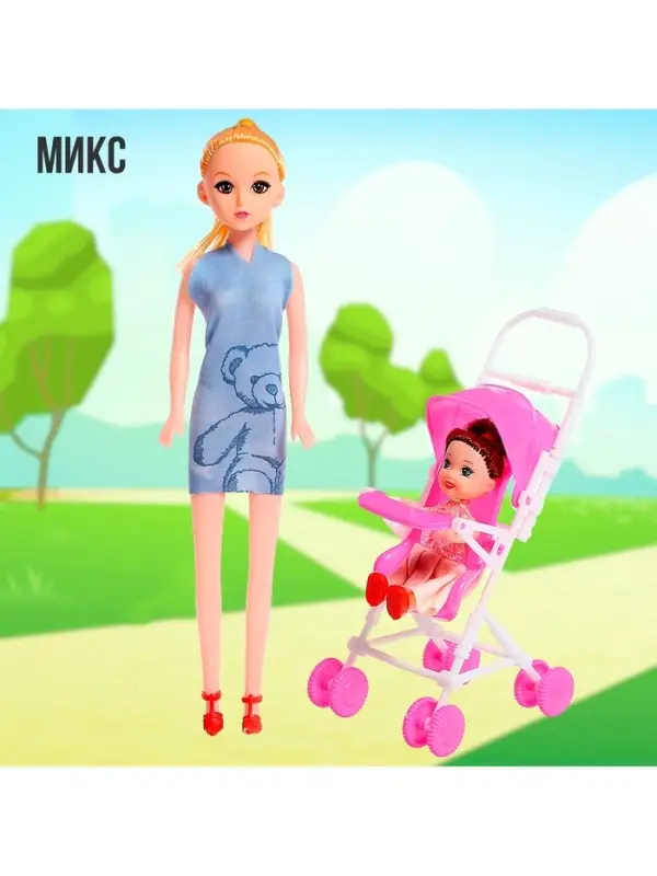 Кукла-модель &laquo;Мама с дочкой&raquo; с коляской, МИКС