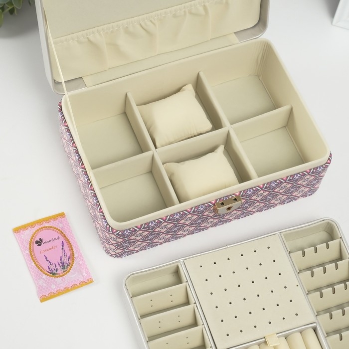 Шкатулка кожзам для украшений Шкатулка кожзам для украшений "Мозаика из плитки" синяя 16,3х24х8,5 см