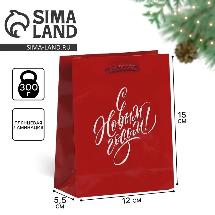 Пакет подарочный новогодний ламинированный «С Новым годом», S 15 х 12 х 5.5 см Пакет подарочный новогодний ламинированный «С Новым годом», S 15 х 12 х 5.5 см