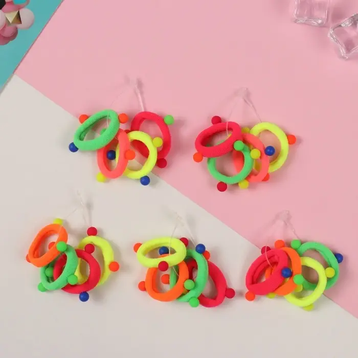 Резинка для волос  Резинка для волос "Милка" (набор 5 шт) колор бусинки, 2 см, микс