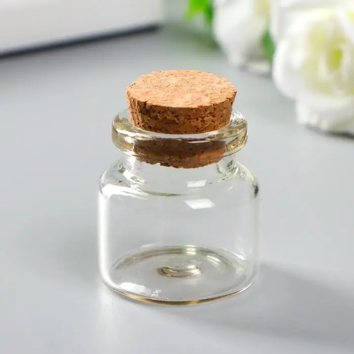 Декор для творчества стекло «Бутылочка с пробкой», 10 мл, 3×3×3 см Декор для творчества стекло «Бутылочка с пробкой», 10 мл, 3×3×3 см