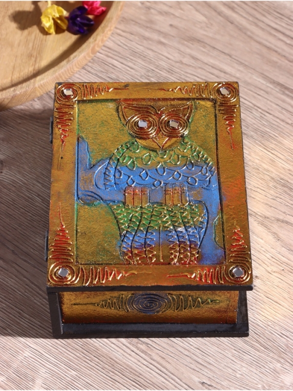 Шкатулка резная МДФ  Шкатулка резная МДФ "Сова", 15х19х7,5 см