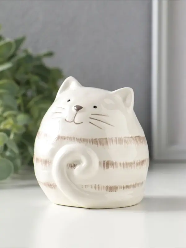 Фигурка керамика &laquo;Полосатый котик-шарик&raquo;, 8&times;7.5&times;8.5 см