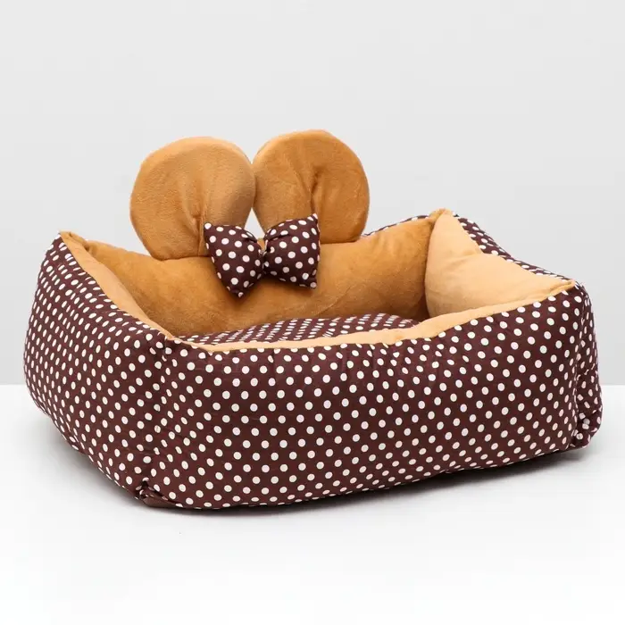 Лежанка &laquo;Милаш&raquo;, 52&times;42&times;15, бязь, плюш, бежево-коричневая