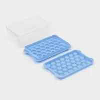 Форма для льда Доляна, с контейнером и совком, 19.1&times;11.6&times;8.5 см, ячейка d=2.1 см, пластик, голубая
