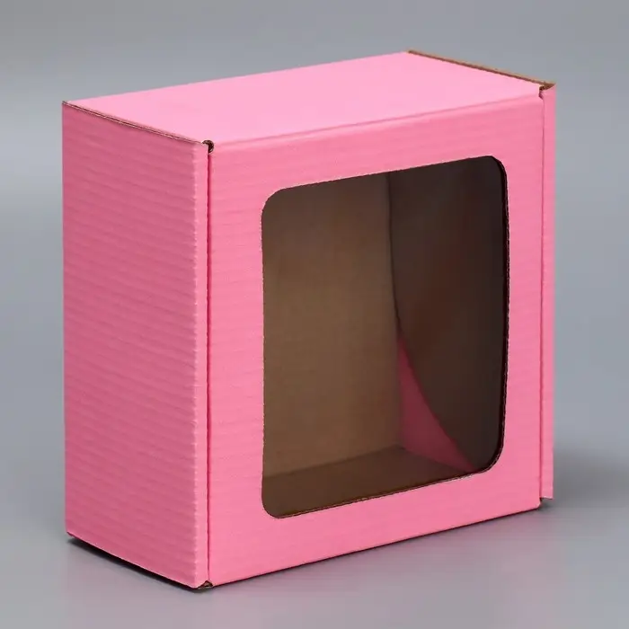 Коробка подарочная сборная с окном, упаковка, &laquo;Розовый&raquo;, 16 х 8 х 16 см