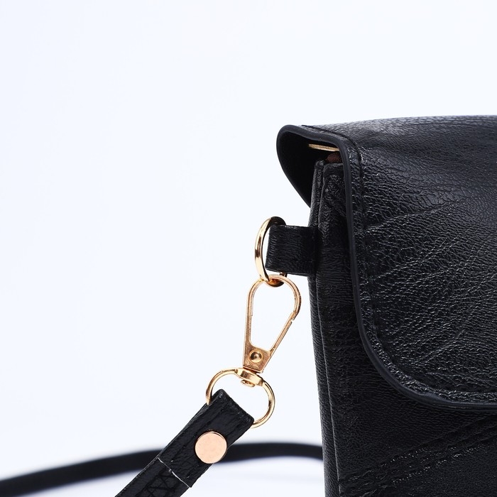 Сумка-клатч на магните, длинный ремень, цвет чёрный Сумка-клатч на магните, длинный ремень, цвет чёрный