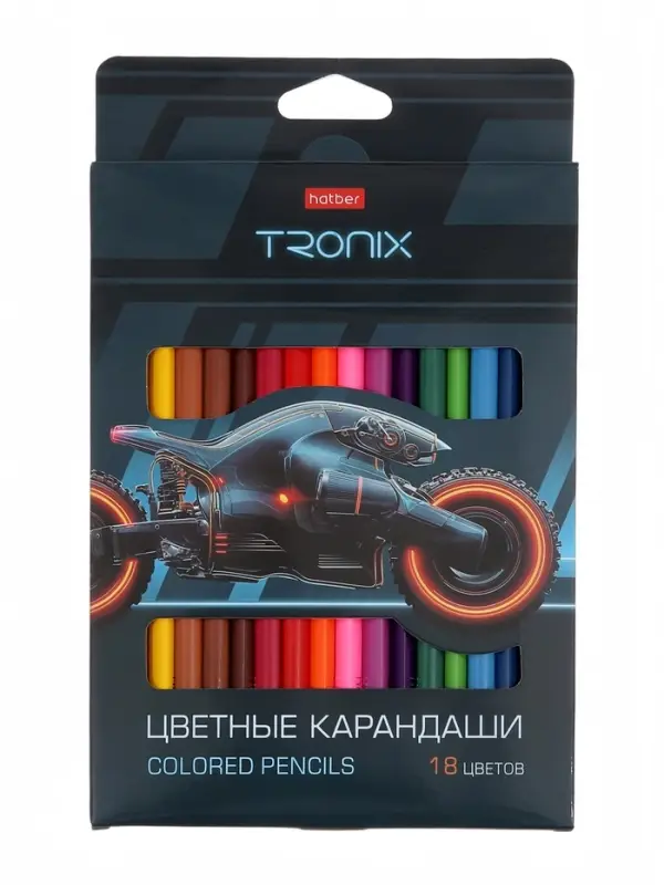 Карандаши 18цв, Hatber, заточ, трехгр, коробка, европодвес 93406
