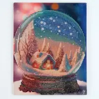 Алмазная мозаика на новый год с частичным заполнением для детей &laquo;Снежный шар&raquo;, 20&times;25 см, набор для творчества