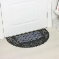 Коврик придверный Доляна &laquo;Welcome&raquo;, полукруглый, 45&times;75 см, серебряный