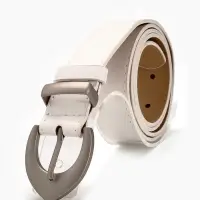 Ремень женский, 110&times;3 см, пряжка металл матовая, серебристая, белый