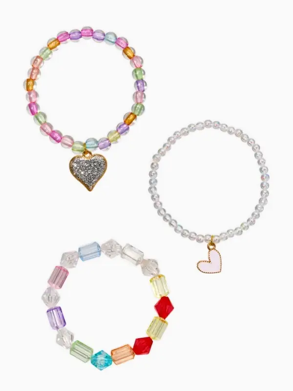 Браслет детский «Выбражулька», 3 шт. набор, сердца, бусины, цветной Браслет детский «Выбражулька», 3 шт. набор, сердца, бусины, цветной