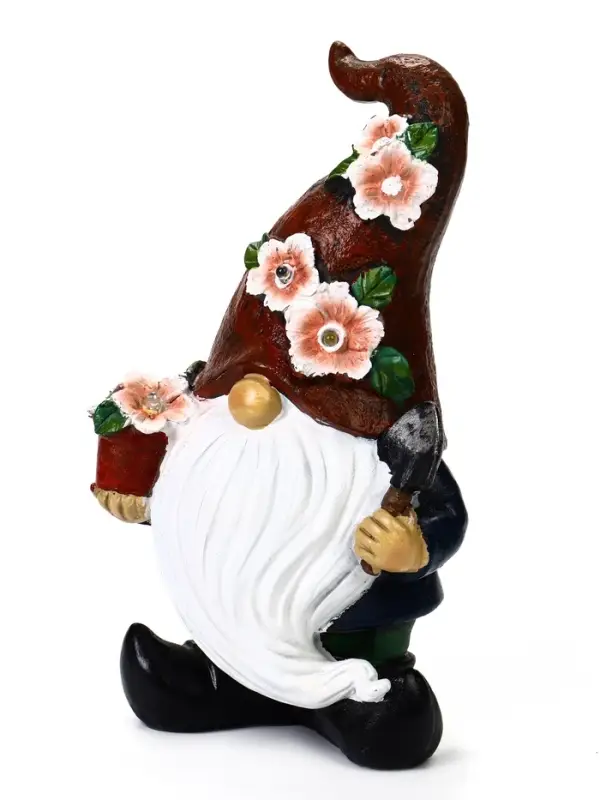 Садовая фигура - фонарь из полистоуна &laquo;Гном садовод&raquo;, 16&times;13&times;27 см, Greengo