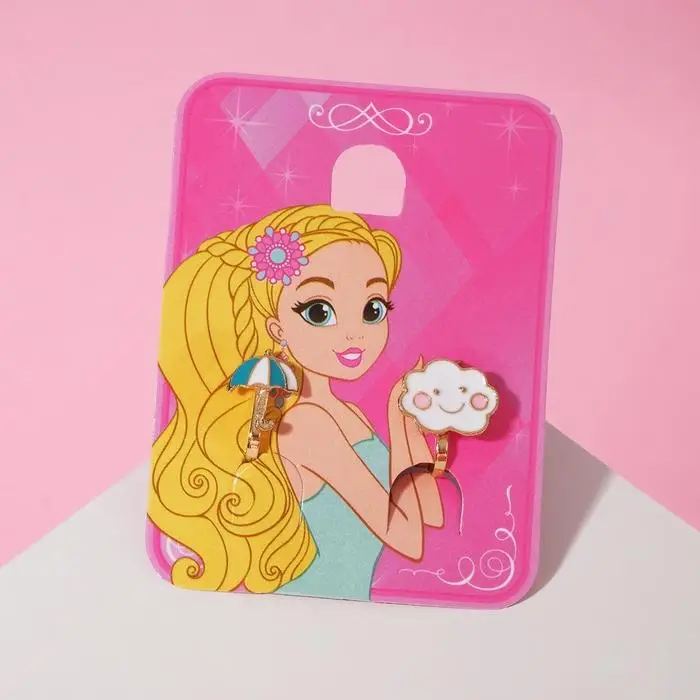 Серьги клипсы детские Выбражулька «Зонт и облачко», цветные в золоте Серьги клипсы детские Выбражулька «Зонт и облачко», цветные в золоте