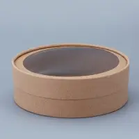 Коробка круглая подарочная завальцованная с окном, крафт, 18&times;6 см