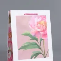 Пакет подарочный ламинированный &laquo;Букет пионов&raquo;, розовый, 18&times;22.3&times;10 см