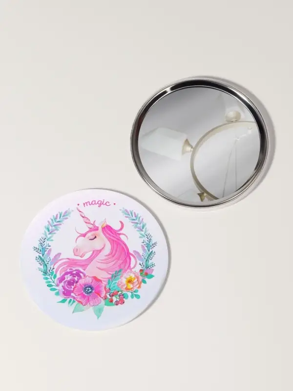 Зеркало карманное «Единороги», d=7.5 см, разноцветное
