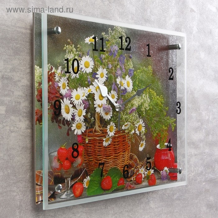 Часы настенные, серия: Цветы, "Цветы и ягоды", 30х40 см