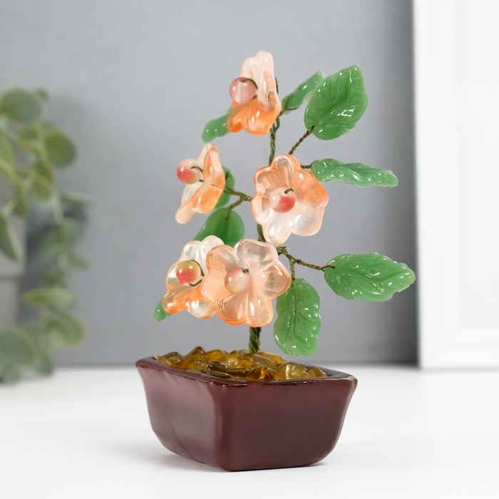 Сувенир бонсай  Сувенир бонсай "Цветочное дерево" розовый 5 цветков 7х5,2х13 см