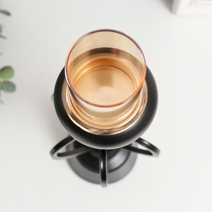 Подсвечник металл на 1 свечу "Физалис" чёрный 39х9х9 см