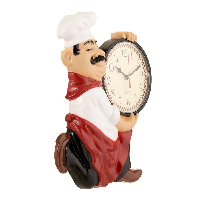 Часы настенные, для кухни,  Часы настенные, для кухни, "Повар усач", бесшумные, циферблат d-13 см, 30 х 24 см