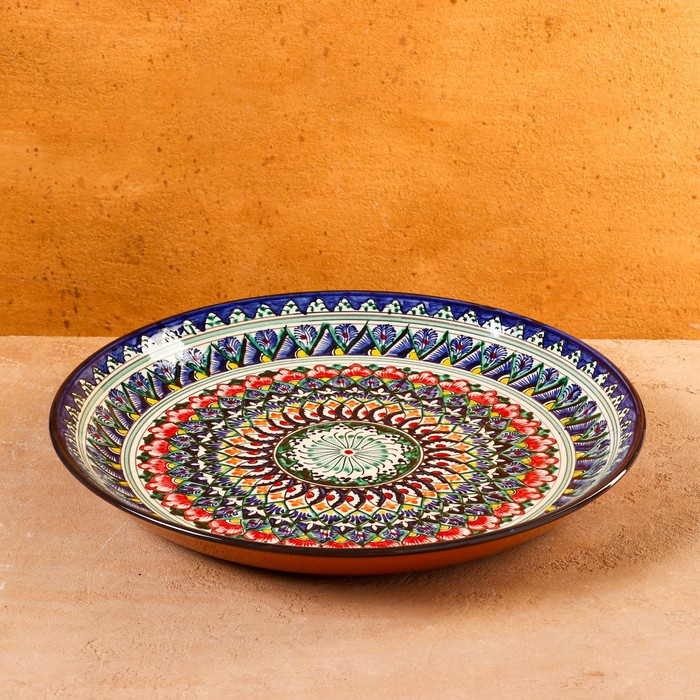 Ляган Риштанская Керамика  Ляган Риштанская Керамика "Узоры", 36 см, синий