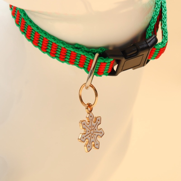 Ошейник + новогодний подвес Ошейник + новогодний подвес "Снежинка", 30 х 1 см, капрон, зелёный