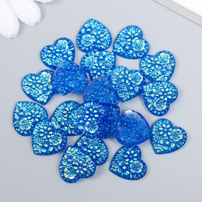 Декор для творчества пластик Декор для творчества пластик "Сердце" голография синий набор 20 шт 1,6х1,6 см