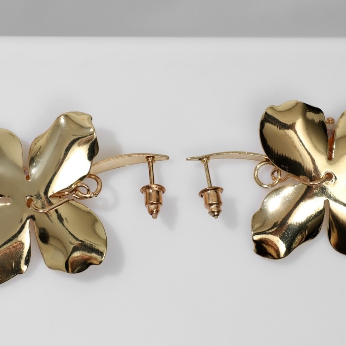 Серьги ассорти «Цветок» рельеф, цвет розовый в золоте Серьги ассорти «Цветок» рельеф, цвет розовый в золоте