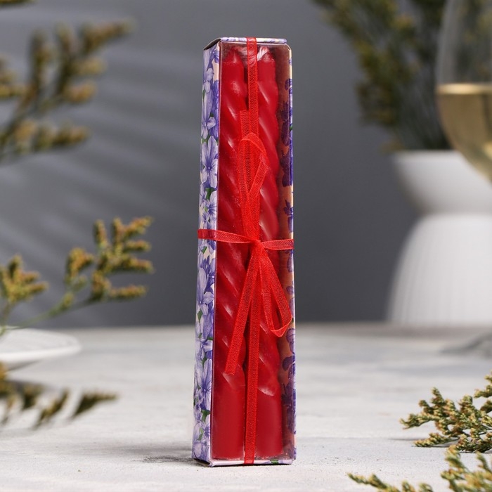 Набор свечей витых, 1,5х 15 см, 2 штуки, аромат лаванда Набор свечей витых, 1,5х 15 см, 2 штуки, аромат лаванда