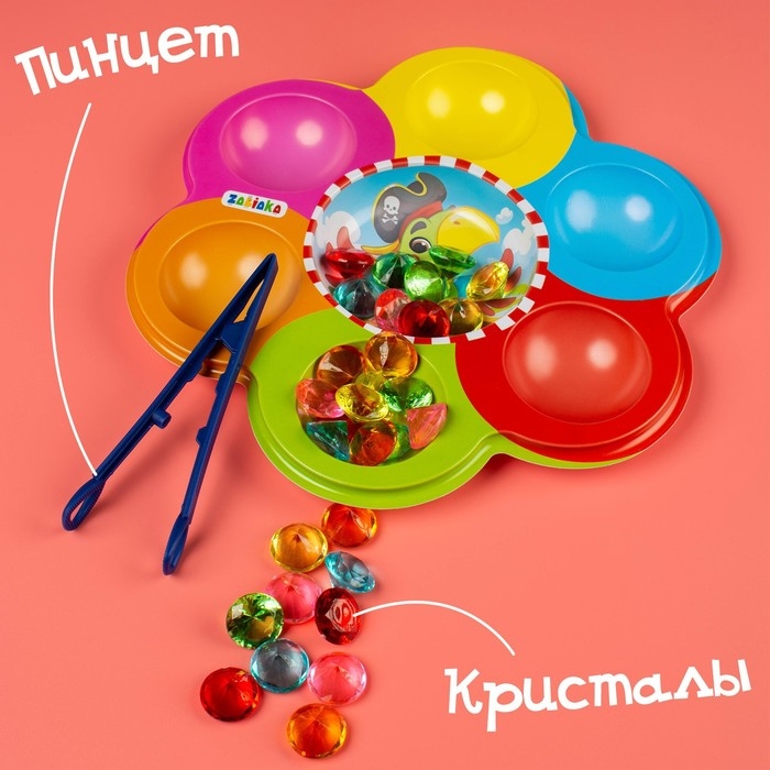 Сортер «Сокровища пиратов», по методике Монтессори, 6 цветов, с пинцетом, 3+ Сортер «Сокровища пиратов», по методике Монтессори, 6 цветов, с пинцетом, 3+