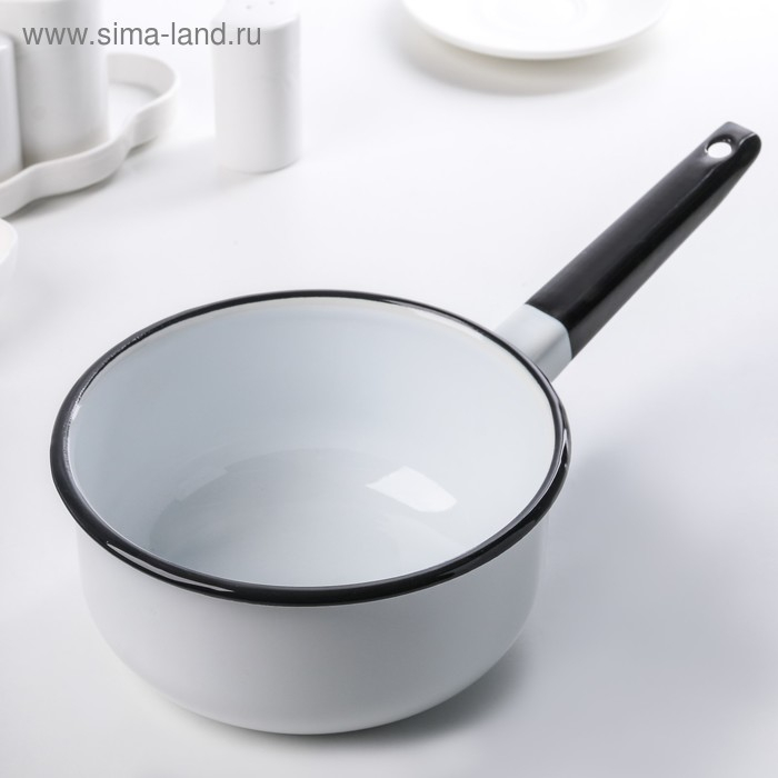 Ковш эмалированный, 1,5 л, без деколи, цвет белый Ковш эмалированный, 1,5 л, без деколи, цвет белый