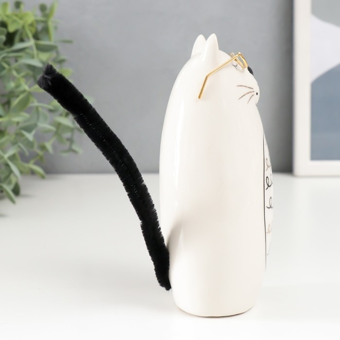 Сувенир керамика Сувенир керамика "Котик в очках с кучерявым животиком" 6,2х5,8х14 см