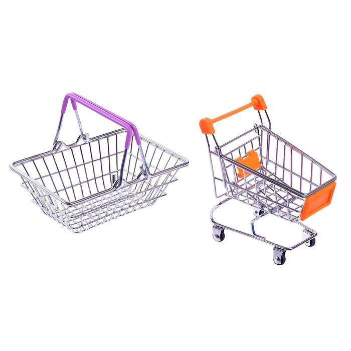 Набор для покупок «Мини-магазин» с корзинкой и тележкой