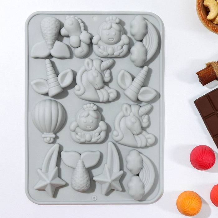 Форма для шоколада Доляна «Волшебство», силикон, 23×16,5×2 см, 14 ячеек, цвет МИКС Форма для шоколада Доляна «Волшебство», силикон, 23×16,5×2 см, 14 ячеек, цвет МИКС