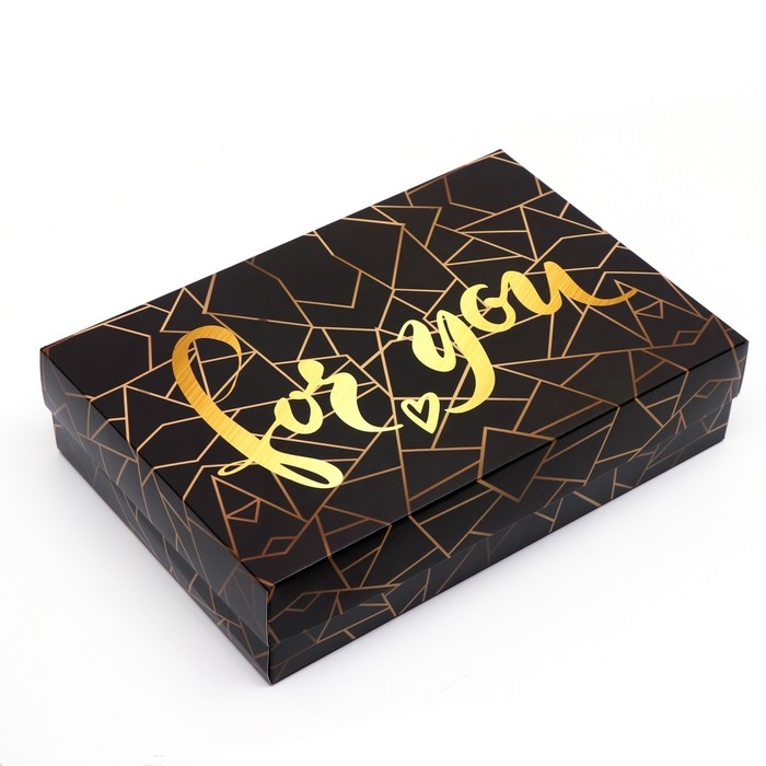 Коробка подарочная, крышка-дно, сборная Коробка подарочная, крышка-дно, сборная "Осколки", черно-белые 30 х 20 х 7 см