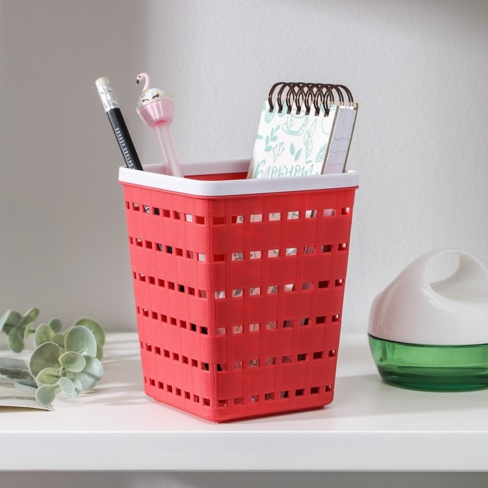 Корзина для хранения Доляна «Течение», квадратная, 9×11,5 см, цвет серый Корзина для хранения Доляна «Течение», квадратная, 9×11,5 см, цвет серый