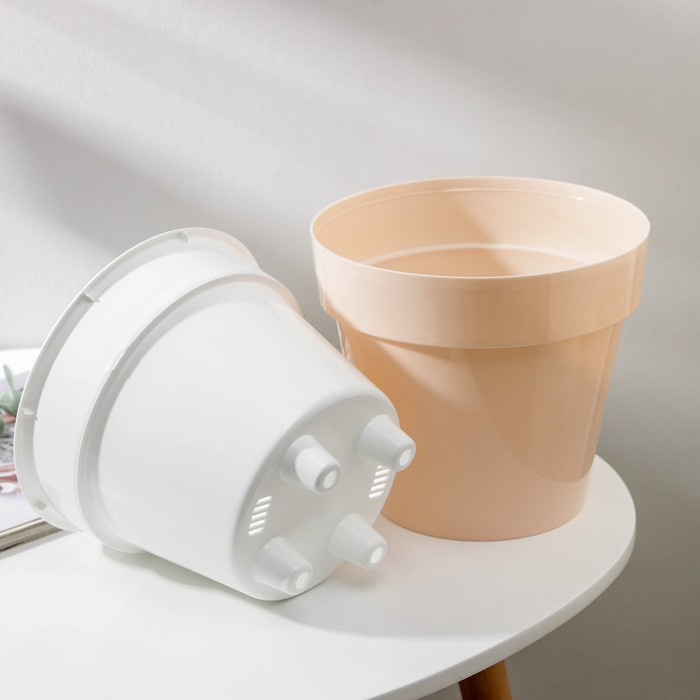 Кашпо для цветов со вставкой «Порто», 3,5 л, цвет жемчужный