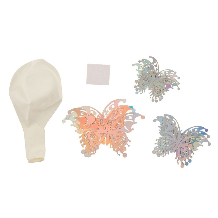 Шар латексный 18" &laquo;Разноцветные бабочки&raquo;, белый, с наклейками