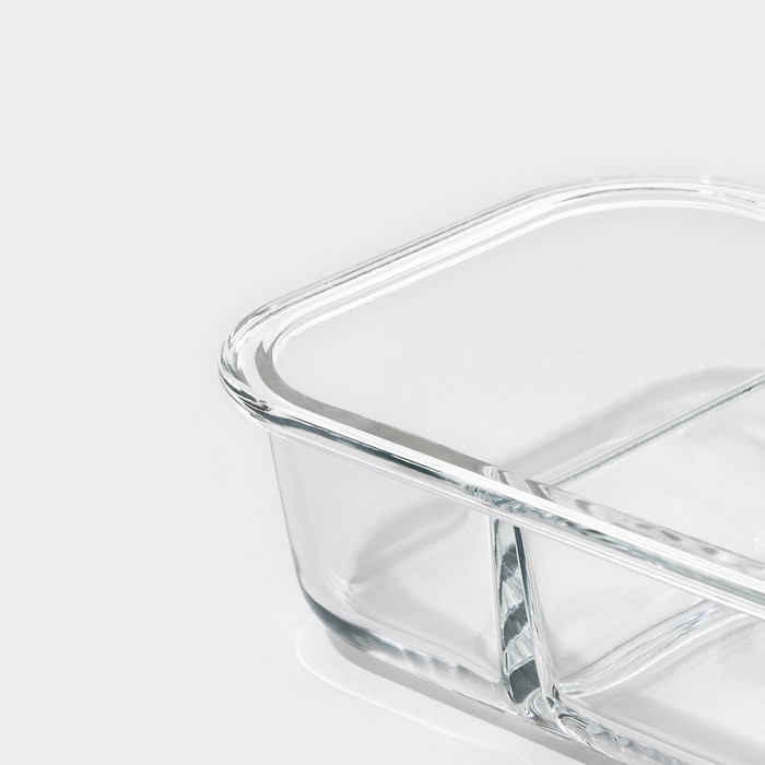 Контейнер двухсекционный из жаропрочного стекла Доляна «Клик» 620 мл, 17,8×13,2×6 см, с крышкой