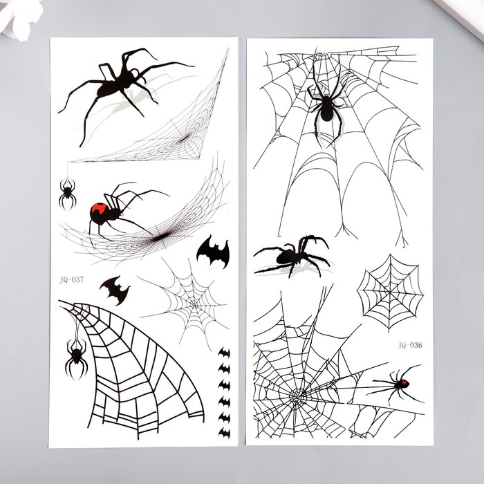 Татуировка на тело чёрная Татуировка на тело чёрная "Пауки и паутины" МИКС 10х21 см