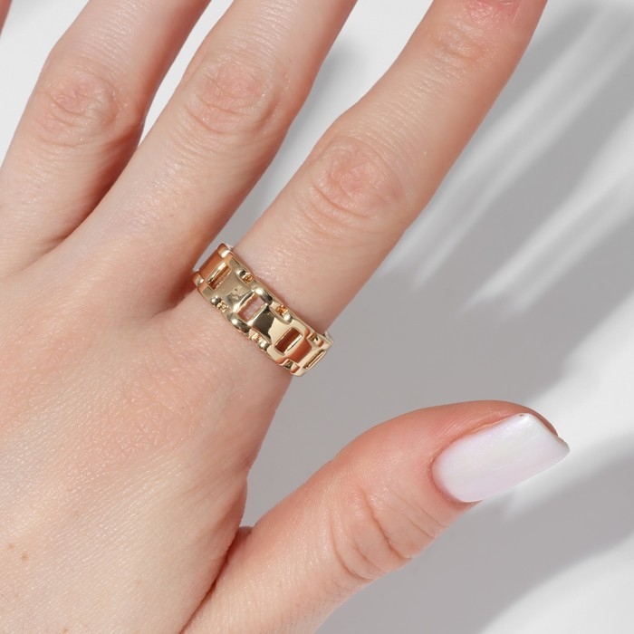 Кольцо «Пряжка», цвет золото, безразмерное