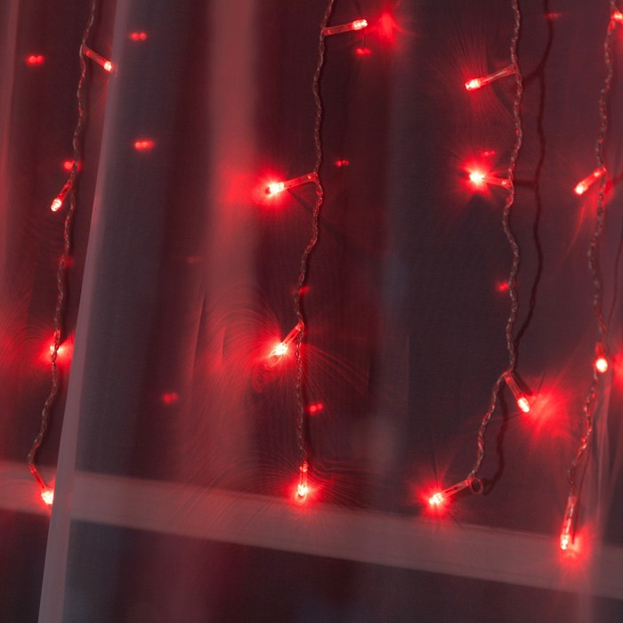 Гирлянда «Занавес» 1.5 × 1 м, IP20, прозрачная нить, 180 LED, свечение красное, 8 режимов, 220 В
