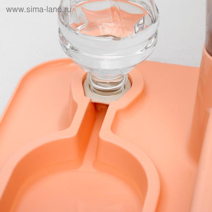 Комплекс: контейнер для корма 38х22х34 см (1,5 кг), съемная миска и поилка, персиковый Комплекс: контейнер для корма 38х22х34 см (1,5 кг), съемная миска и поилка, персиковый