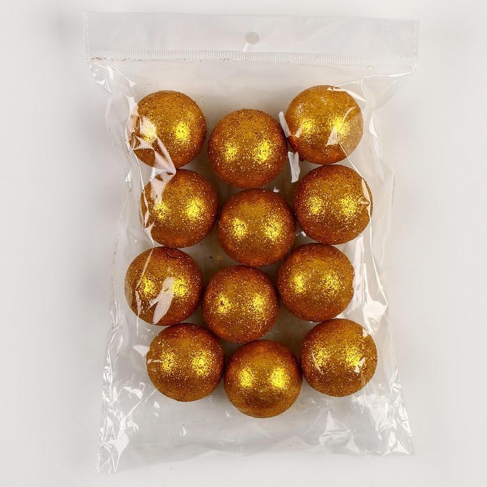Новый год! Фигурка для поделок и декора «Шарик», набор 12 шт., размер 1 шт. — 4 см, цвет золотой Новый год! Фигурка для поделок и декора «Шарик», набор 12 шт., размер 1 шт. — 4 см, цвет золотой