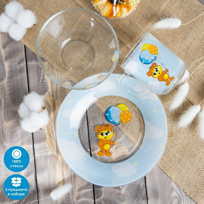 Набор детской посуды Доляна «Мишутка», 3 предмета: кружка 200 мл, миска 450 мл, тарелка d=20 см Набор детской посуды Доляна «Мишутка», 3 предмета: кружка 200 мл, миска 450 мл, тарелка d=20 см