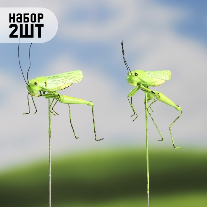 Штекер  Штекер "Кузнечик зеленый" 3х5см/22см, набор 2шт