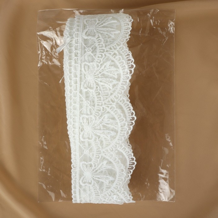 Кружево на сетке, 60 мм × 11 ± 1 м, цвет белый Кружево на сетке, 60 мм × 11 ± 1 м, цвет белый