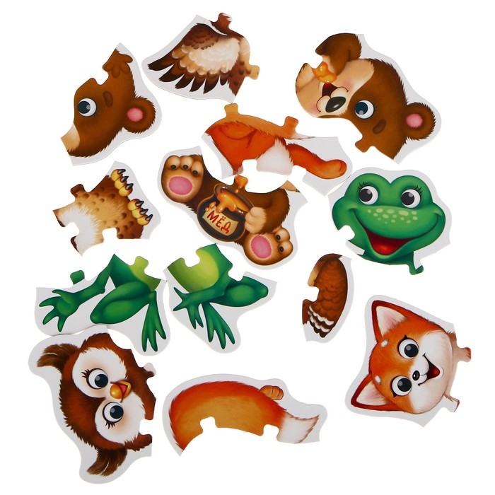 Макси-пазлы с глазками «Лесные животные», 4 пазла, 13 деталей Макси-пазлы с глазками «Лесные животные», 4 пазла, 13 деталей