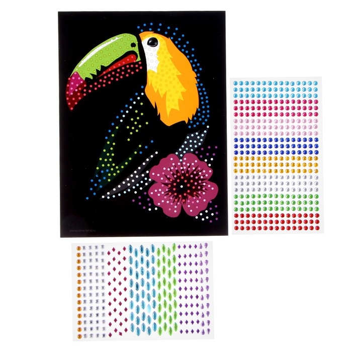 Набор для творчества: мозаика стразами и аппликация «Птицы» Набор для творчества: мозаика стразами и аппликация «Птицы»